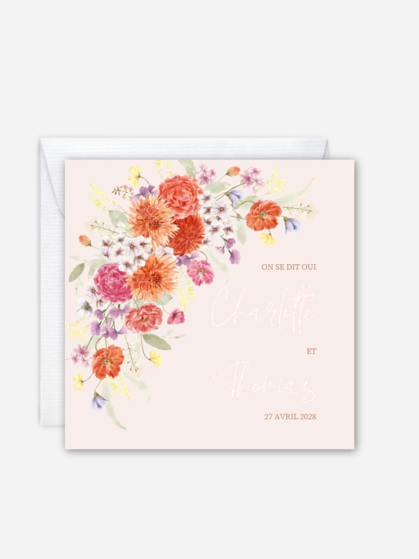 Faire-part de mariage Fusion florale