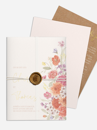 Faire-part de mariage Fusion florale