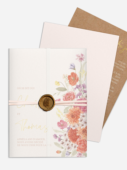 Faire-part de mariage Fusion florale
