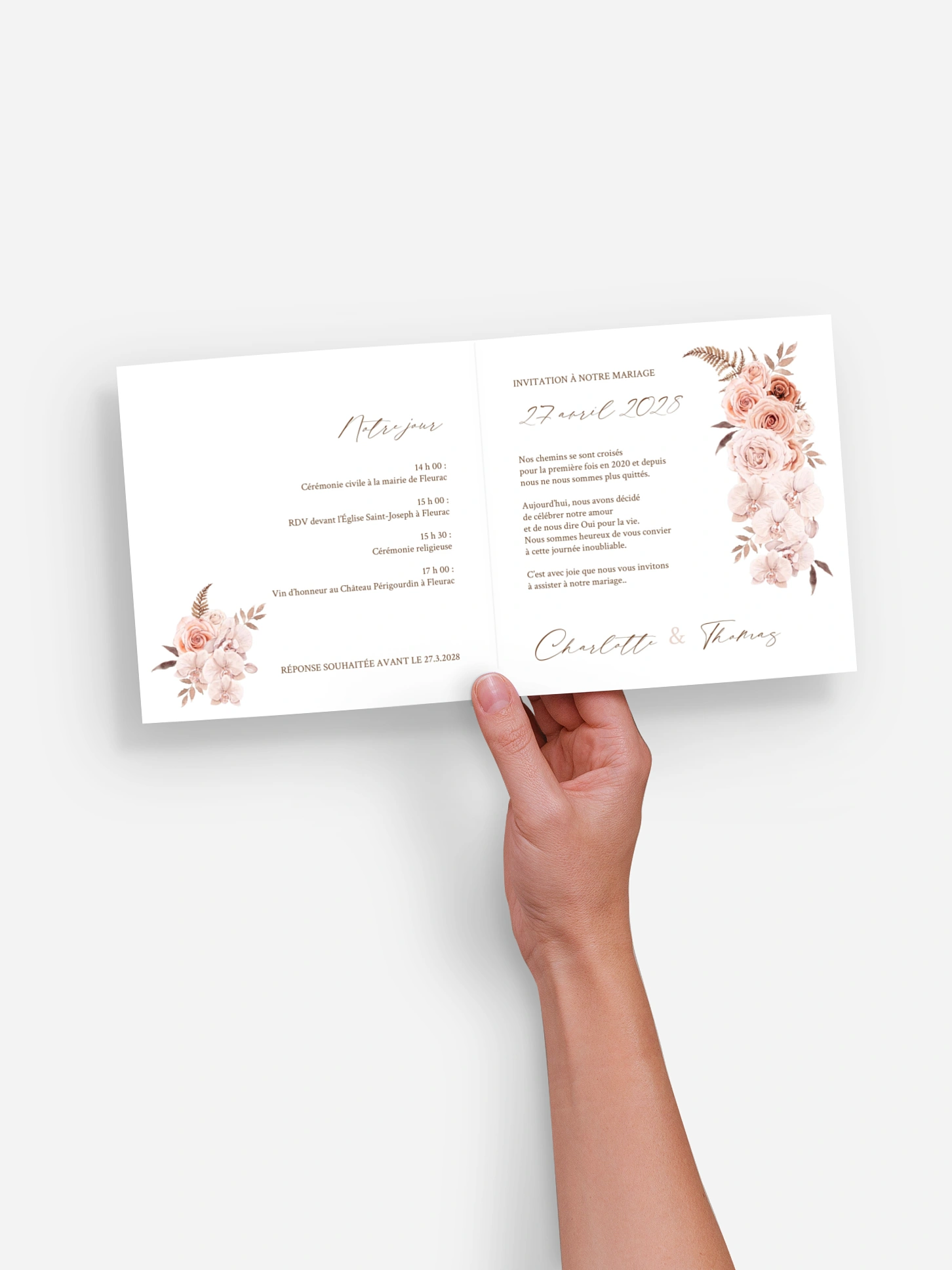 Faire-part de mariage Poésie d'orchidées