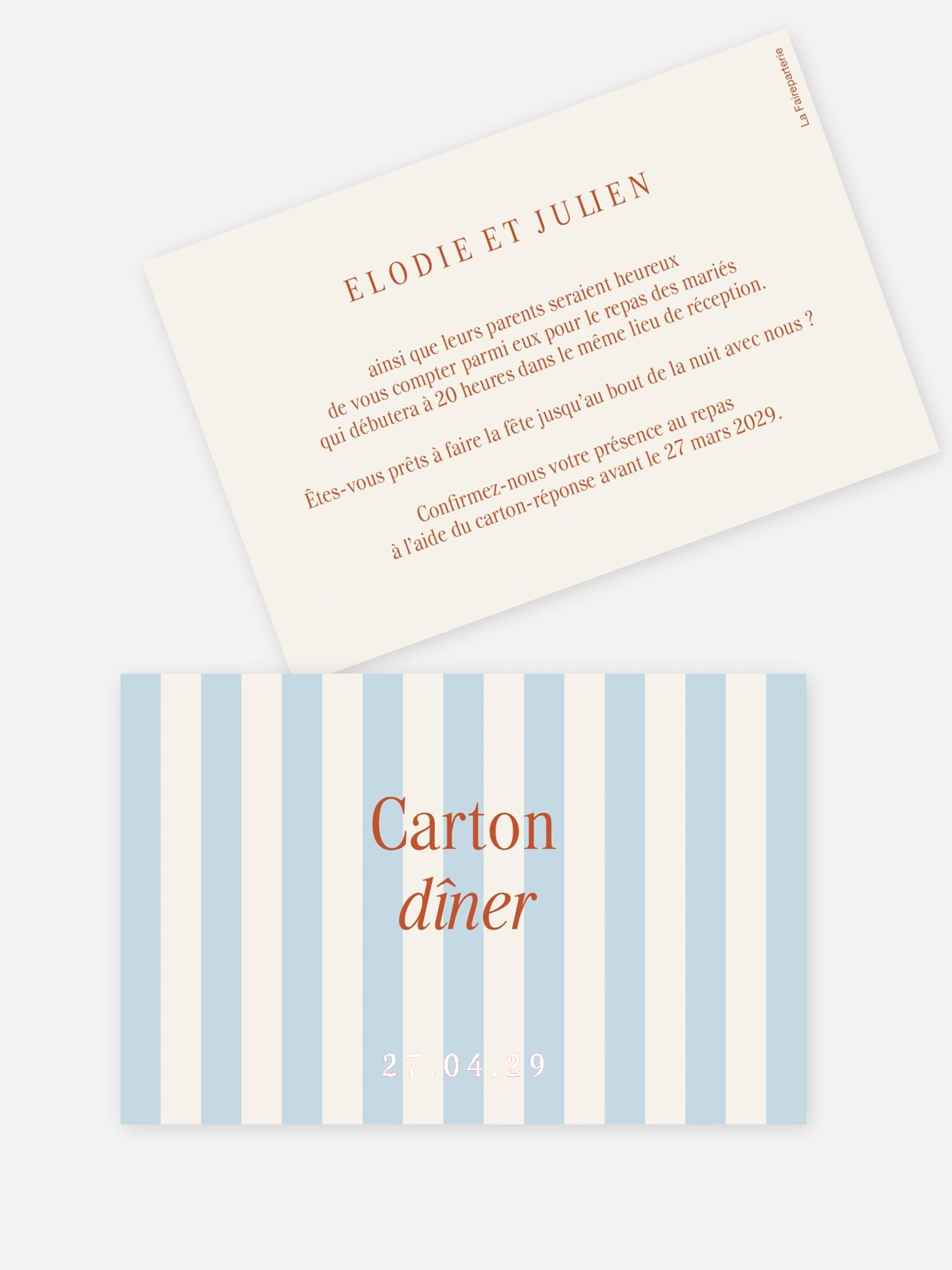Carton d'invitation Rayures d'été