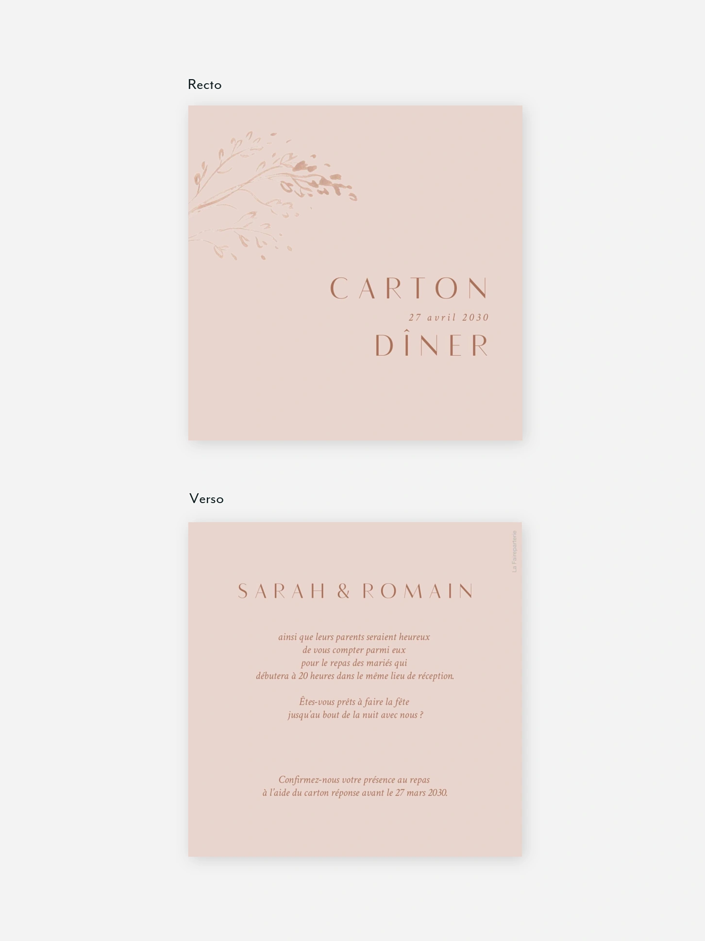 Carton d'invitation Prairie douce