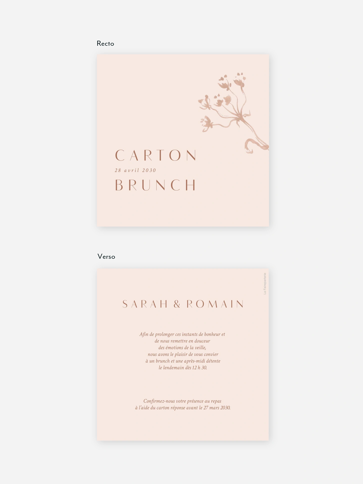Carte brunch Prairie douce
