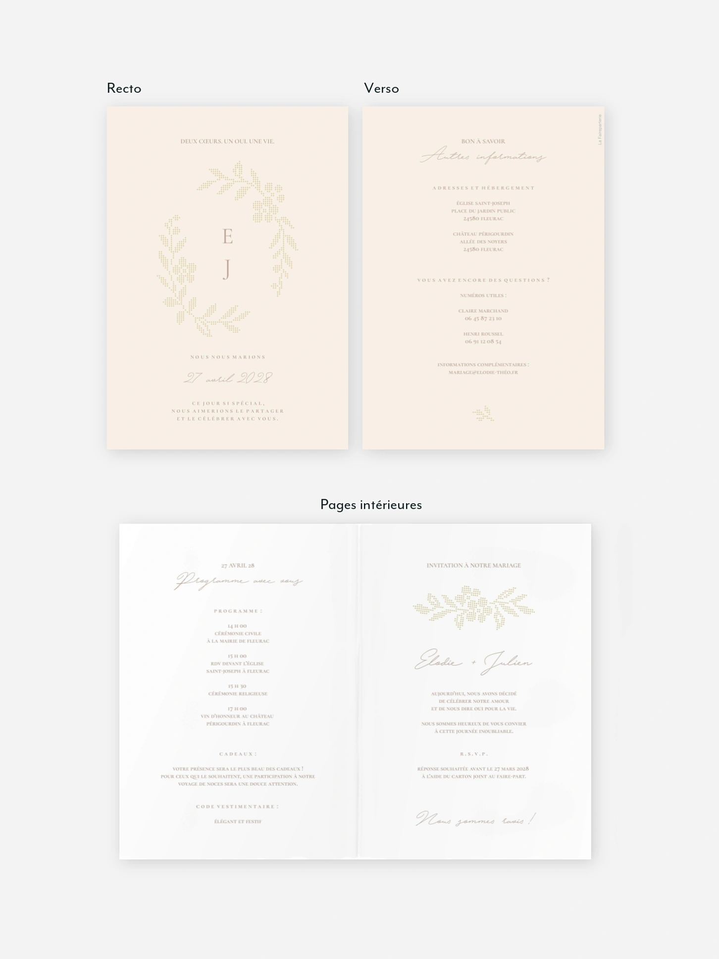 Faire-part de mariage pointillisme
