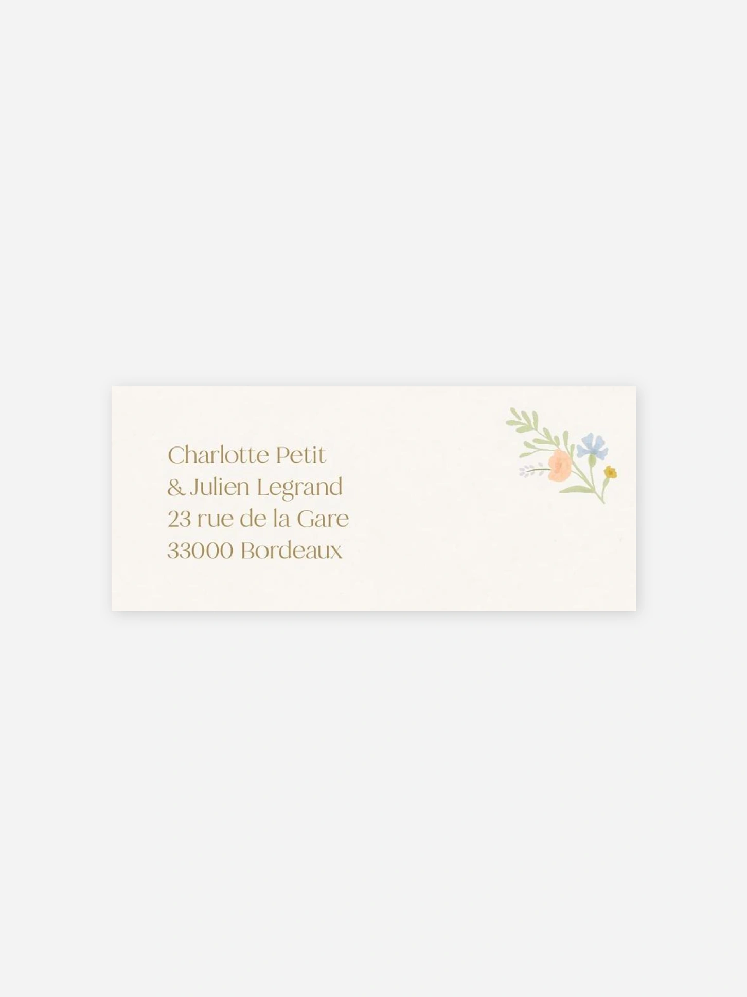 Étiquette expéditeur mariage Monogramme floral