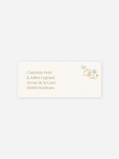 Étiquette expéditeur mariage Monogramme floral