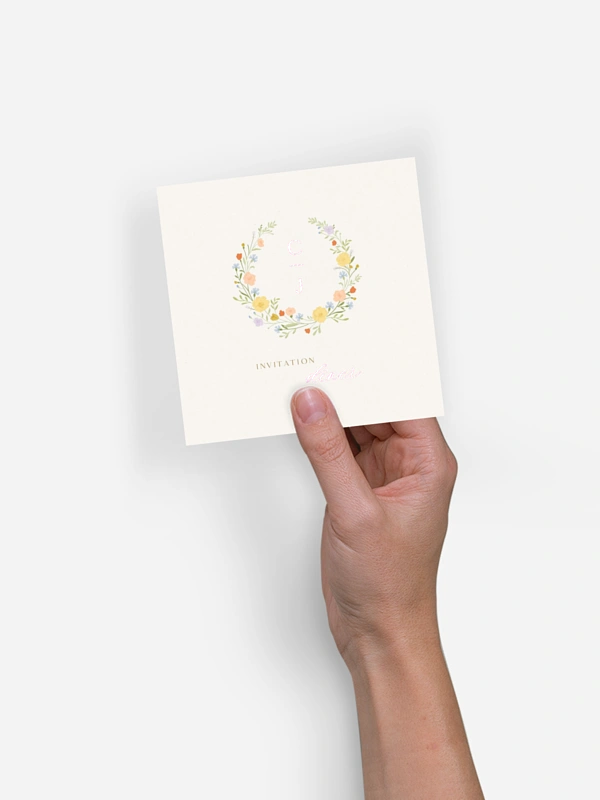 Carton d'invitation Monogramme floral