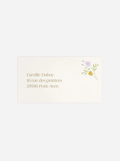 Étiquette destinataire mariage Monogramme floral