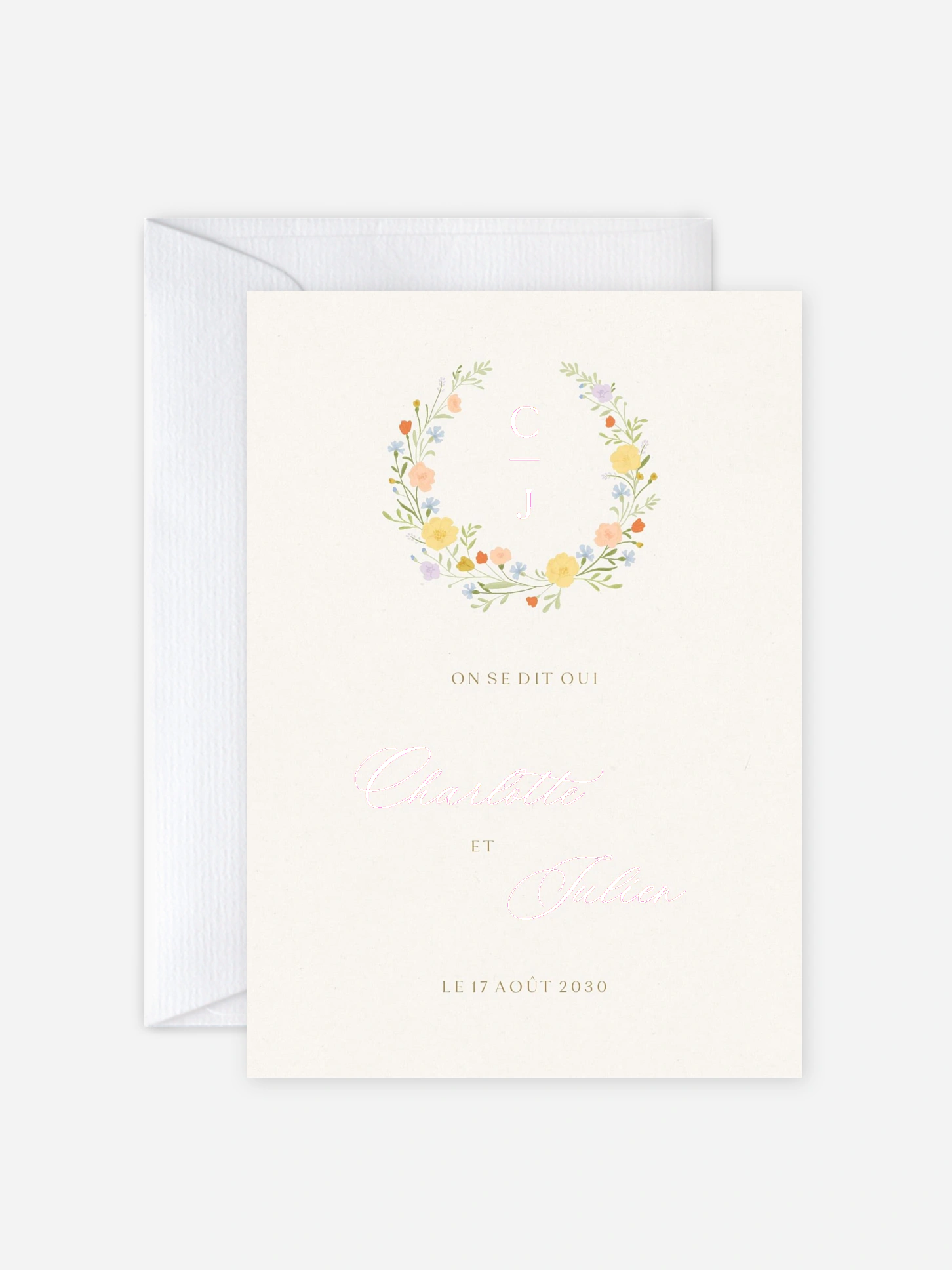 Faire-part de mariage Monogramme floral