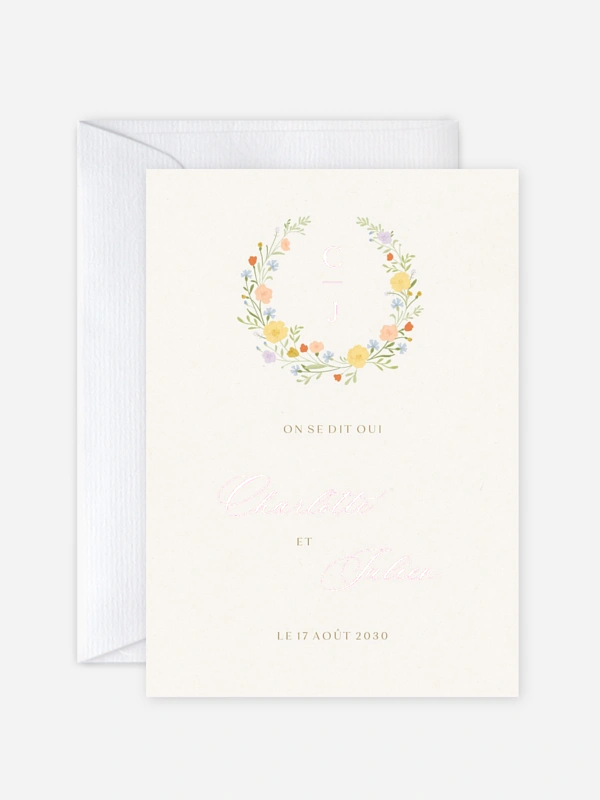 Faire-part de mariage Monogramme floral