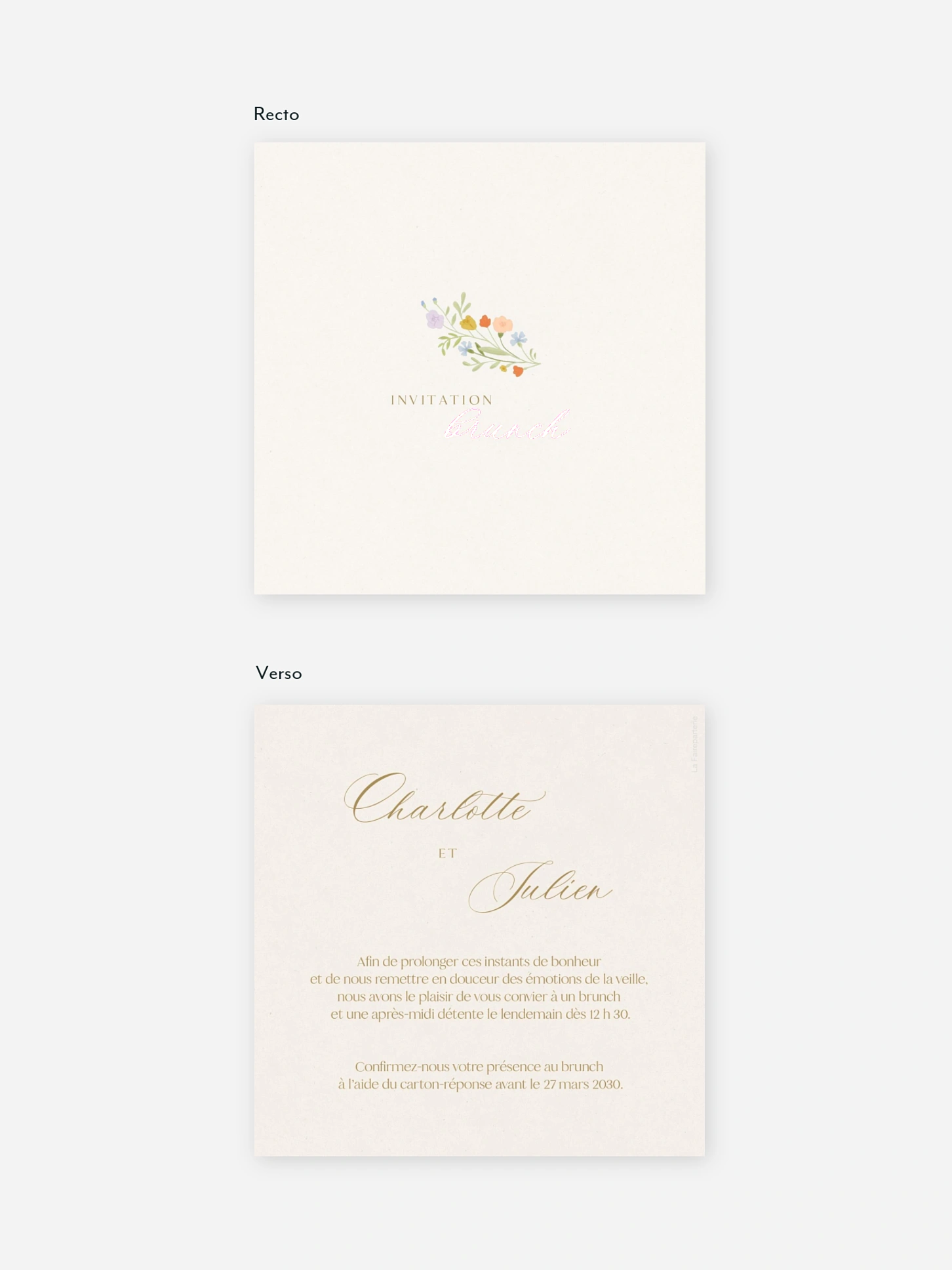 Carte brunch Monogramme floral