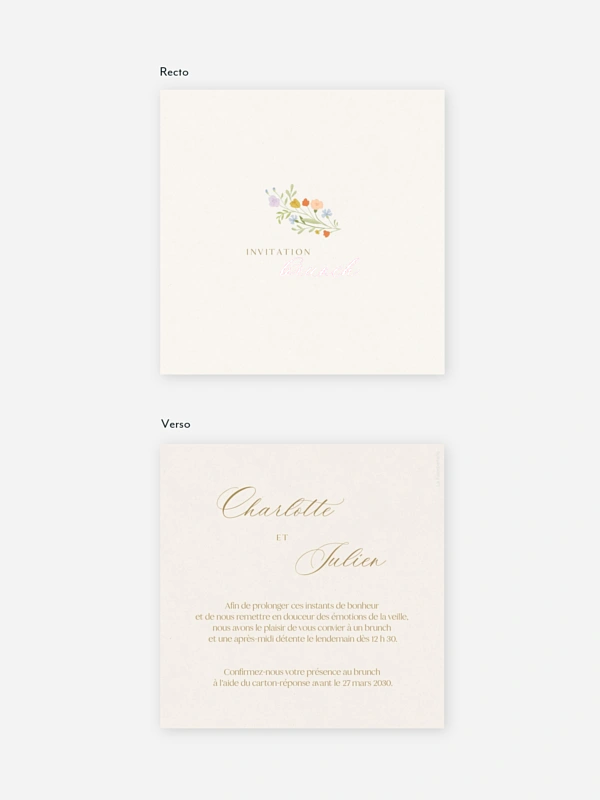 Carte brunch Monogramme floral