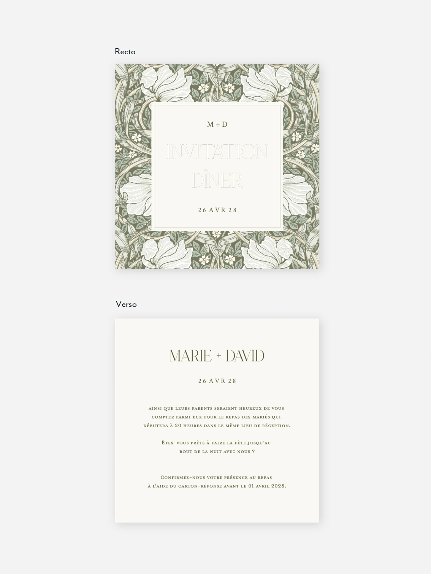 Carton d'invitation Pimpernel