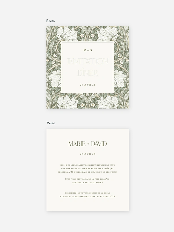 Carton d'invitation Pimpernel