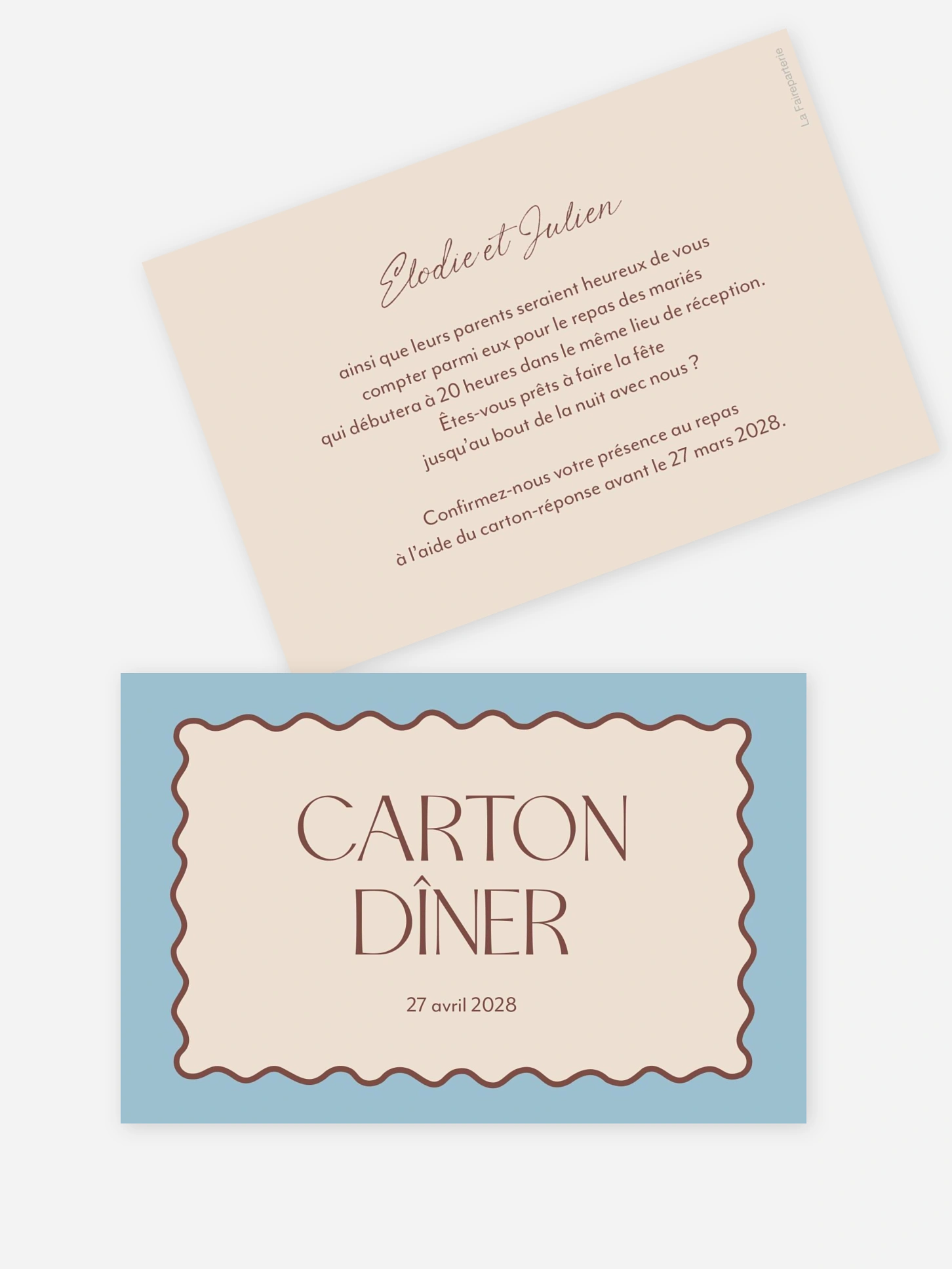 Carton d'invitation Vague d'amour