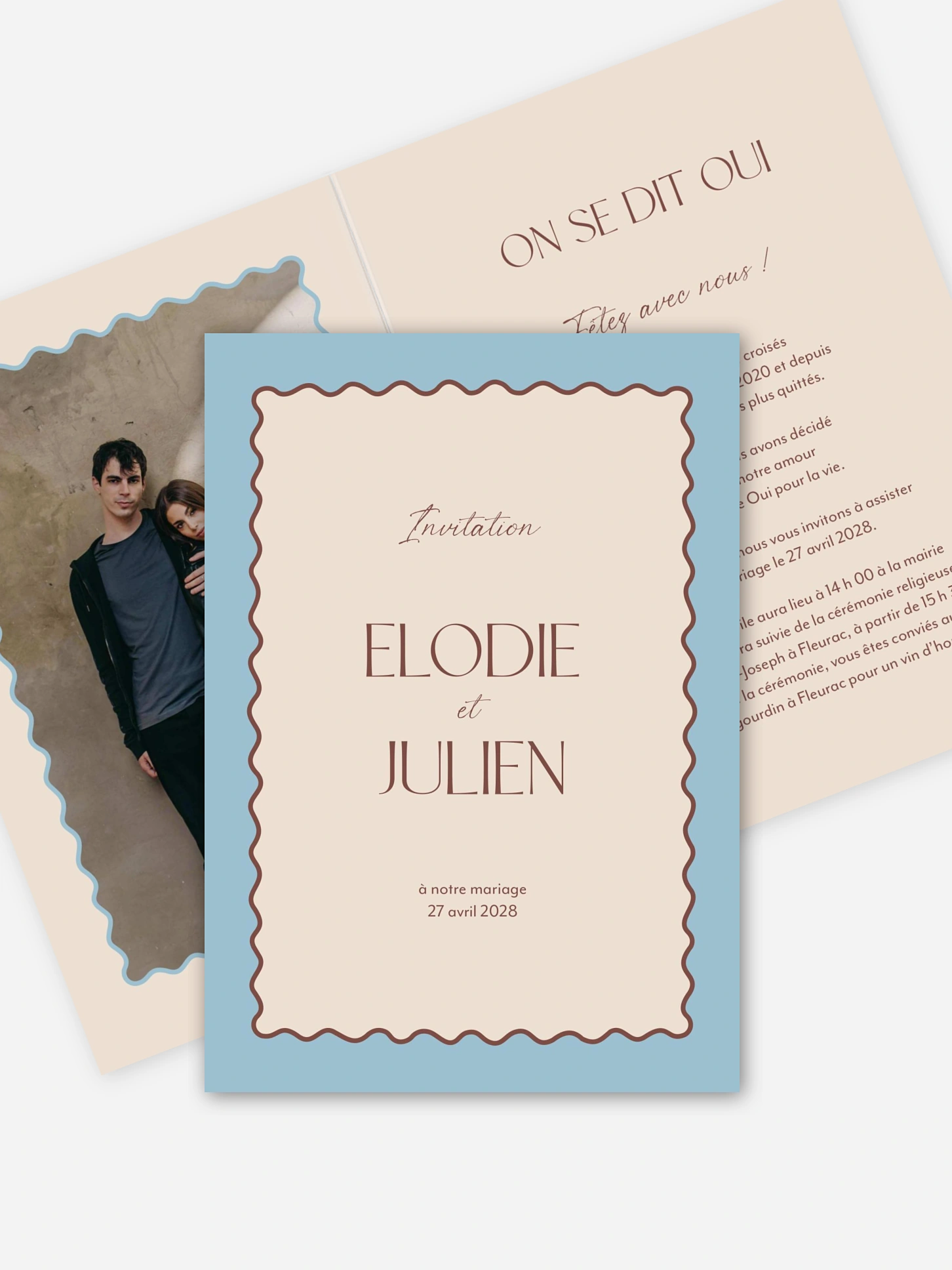 Faire-part de mariage Vague d'amour