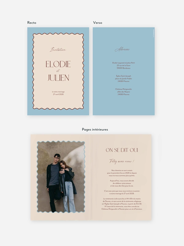 Faire-part de mariage Vague d'amour