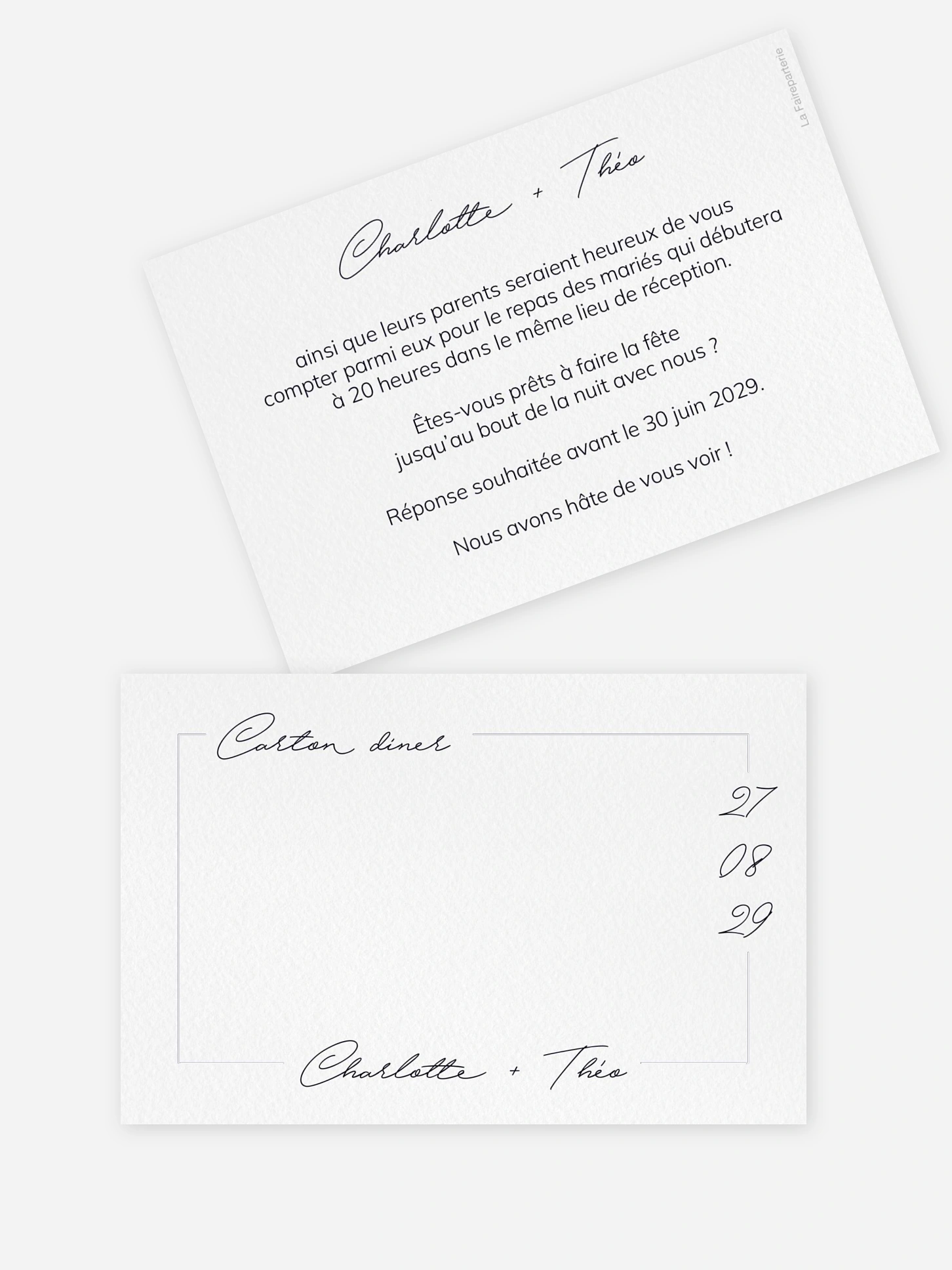 Carton d'invitation Juste à deux