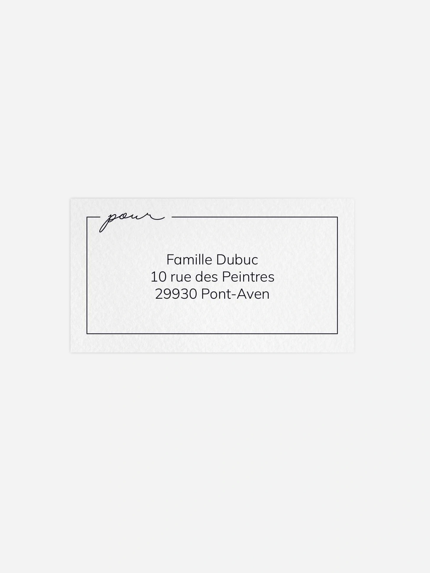 Étiquette destinataire mariage Juste à deux