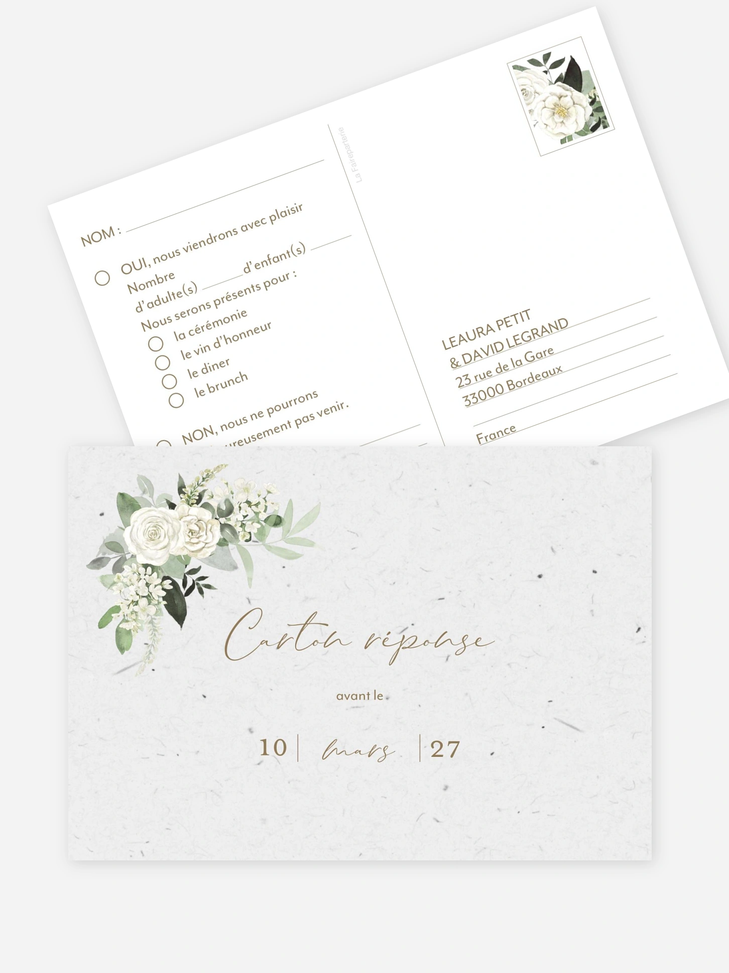 Carton réponse Poésie de roses III