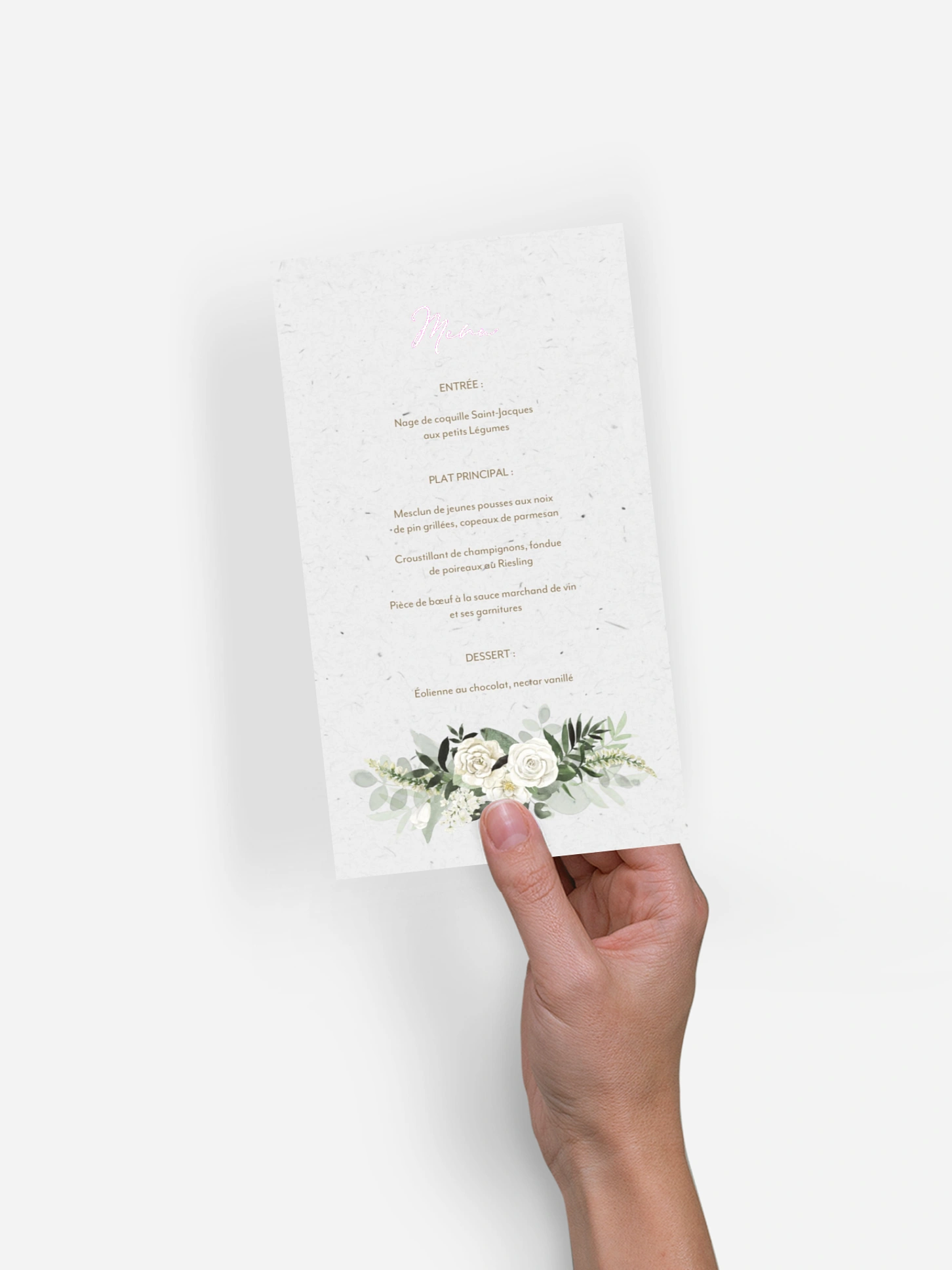Menu mariage Poésie de roses III