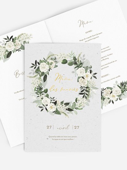 Menu mariage Poésie de roses III