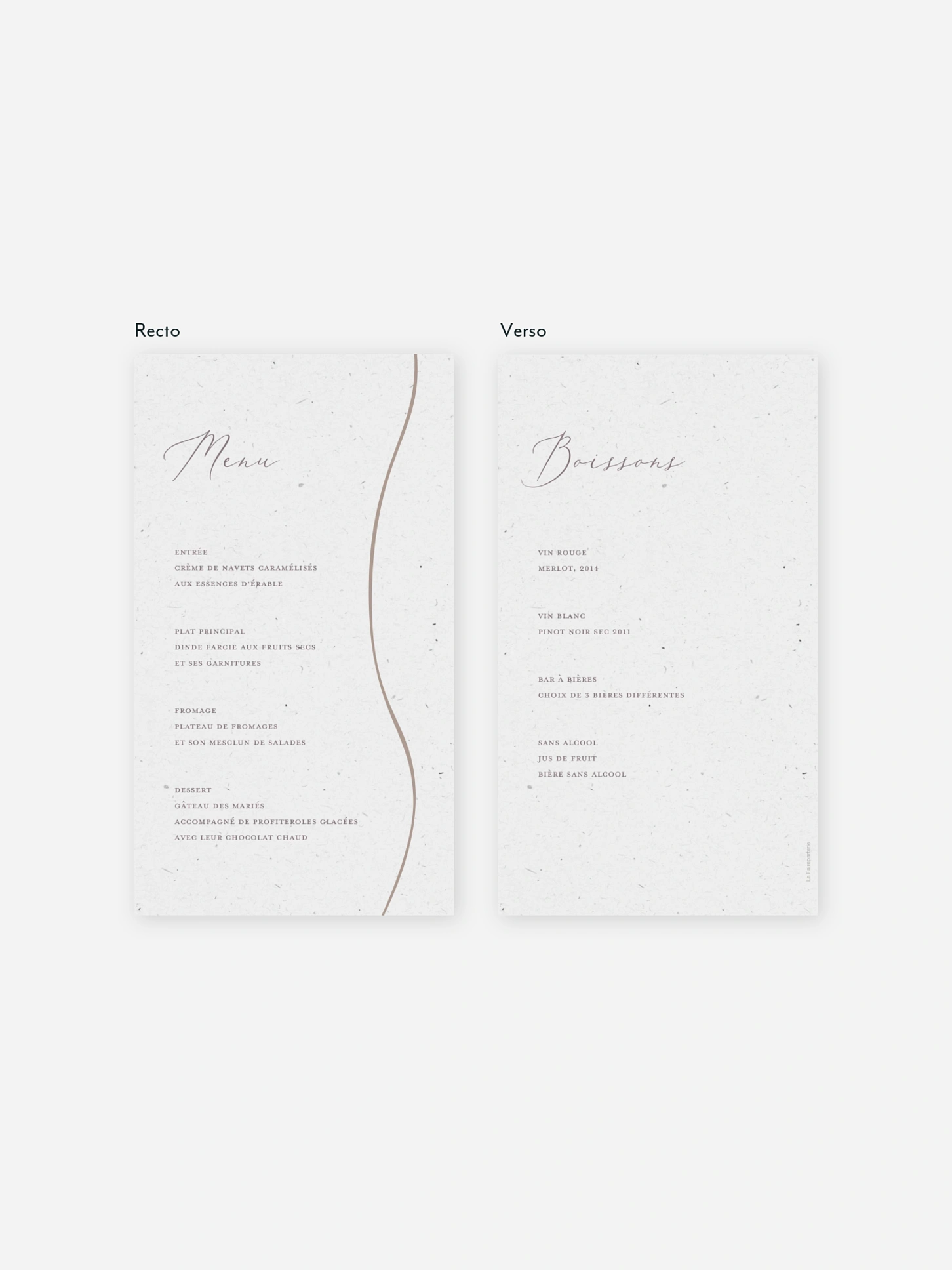 Menu mariage Le plus beau Oui II