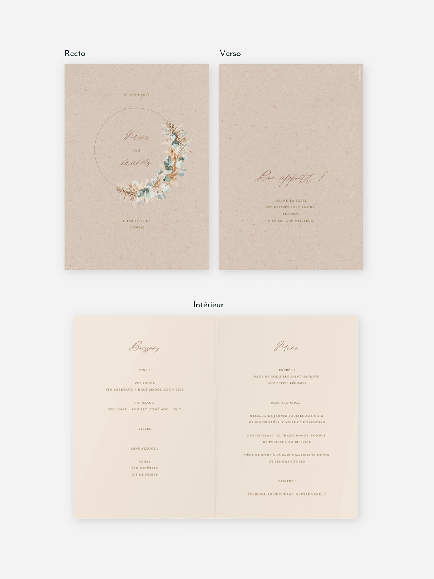 Menu mariage Pampa champêtre