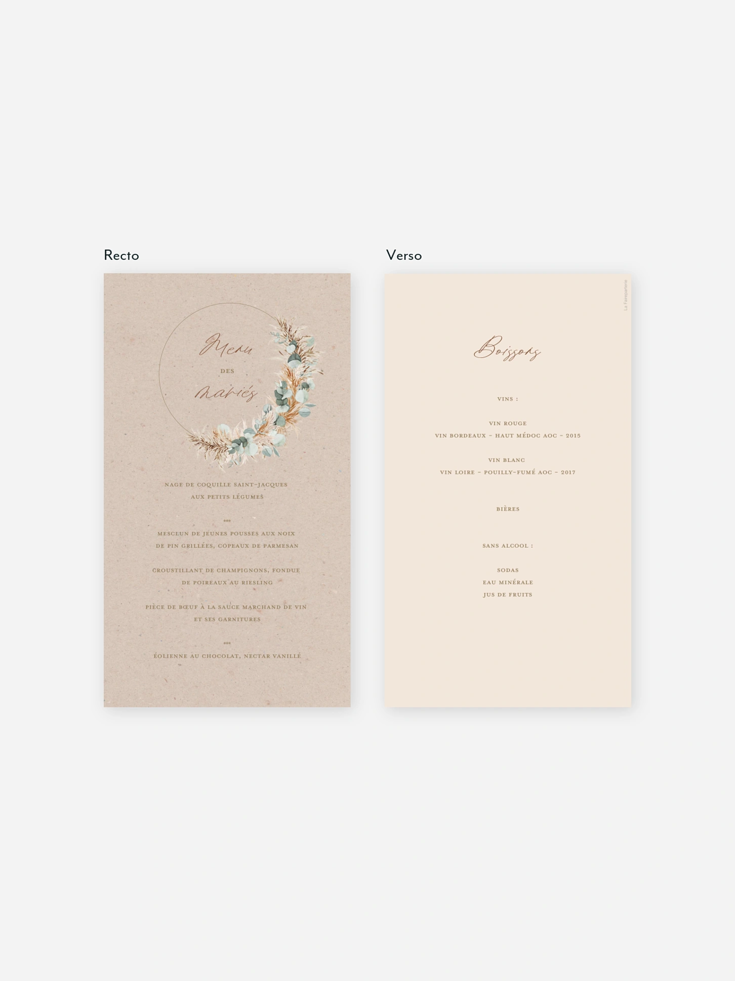 Menu mariage Pampa champêtre