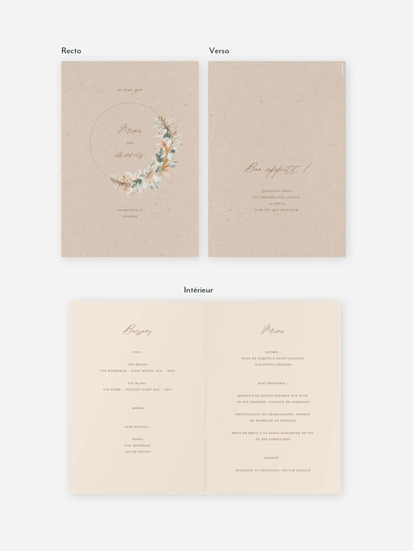 Menu mariage Pampa champêtre