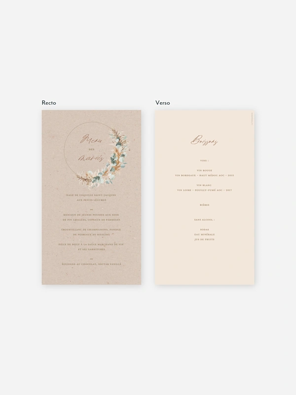 Menu mariage Pampa champêtre