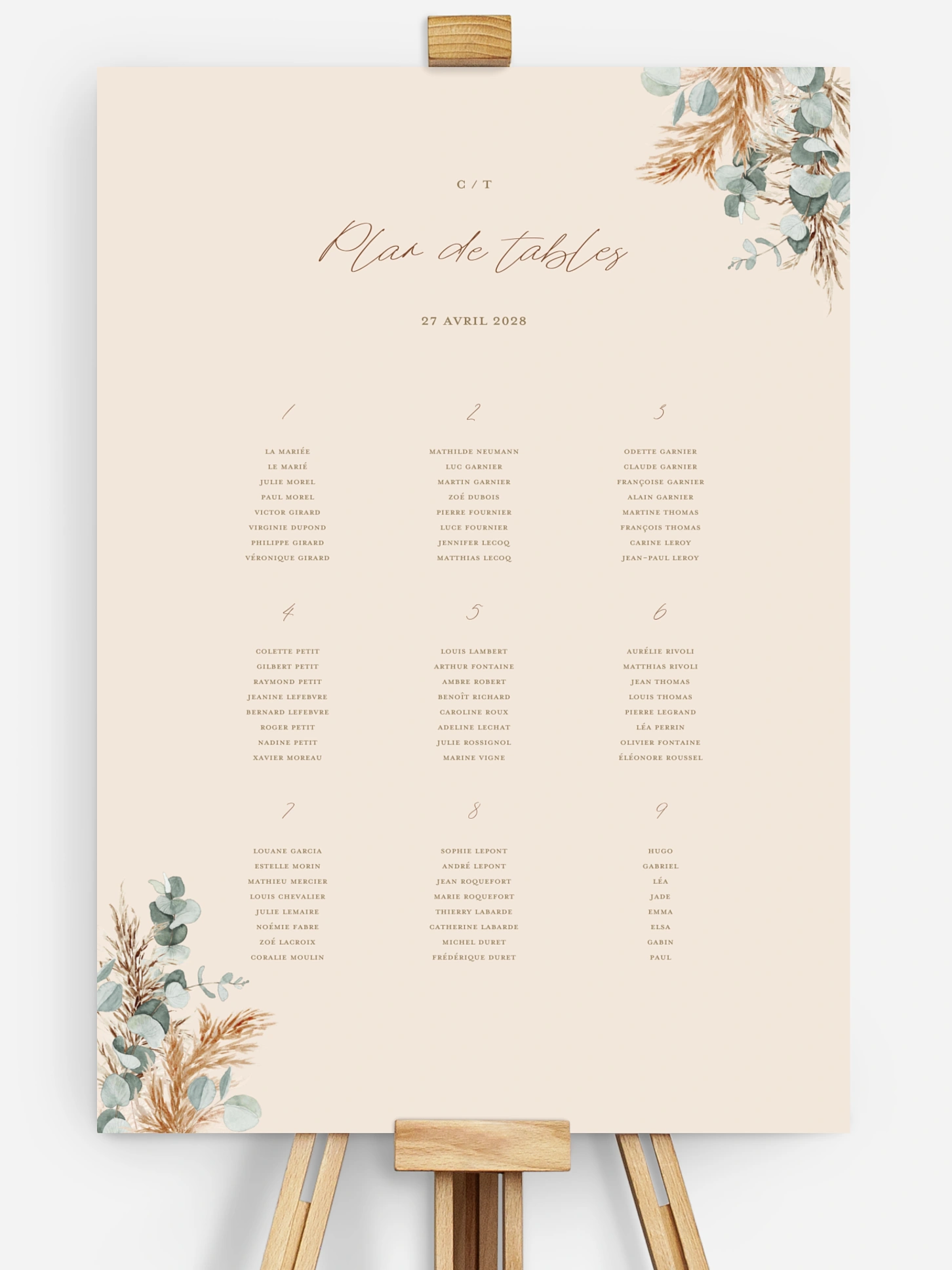 Poster plan de table mariage Pampa champêtre