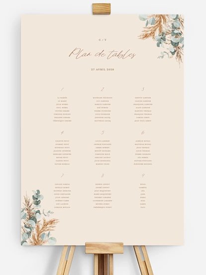 Poster plan de table mariage Pampa champêtre