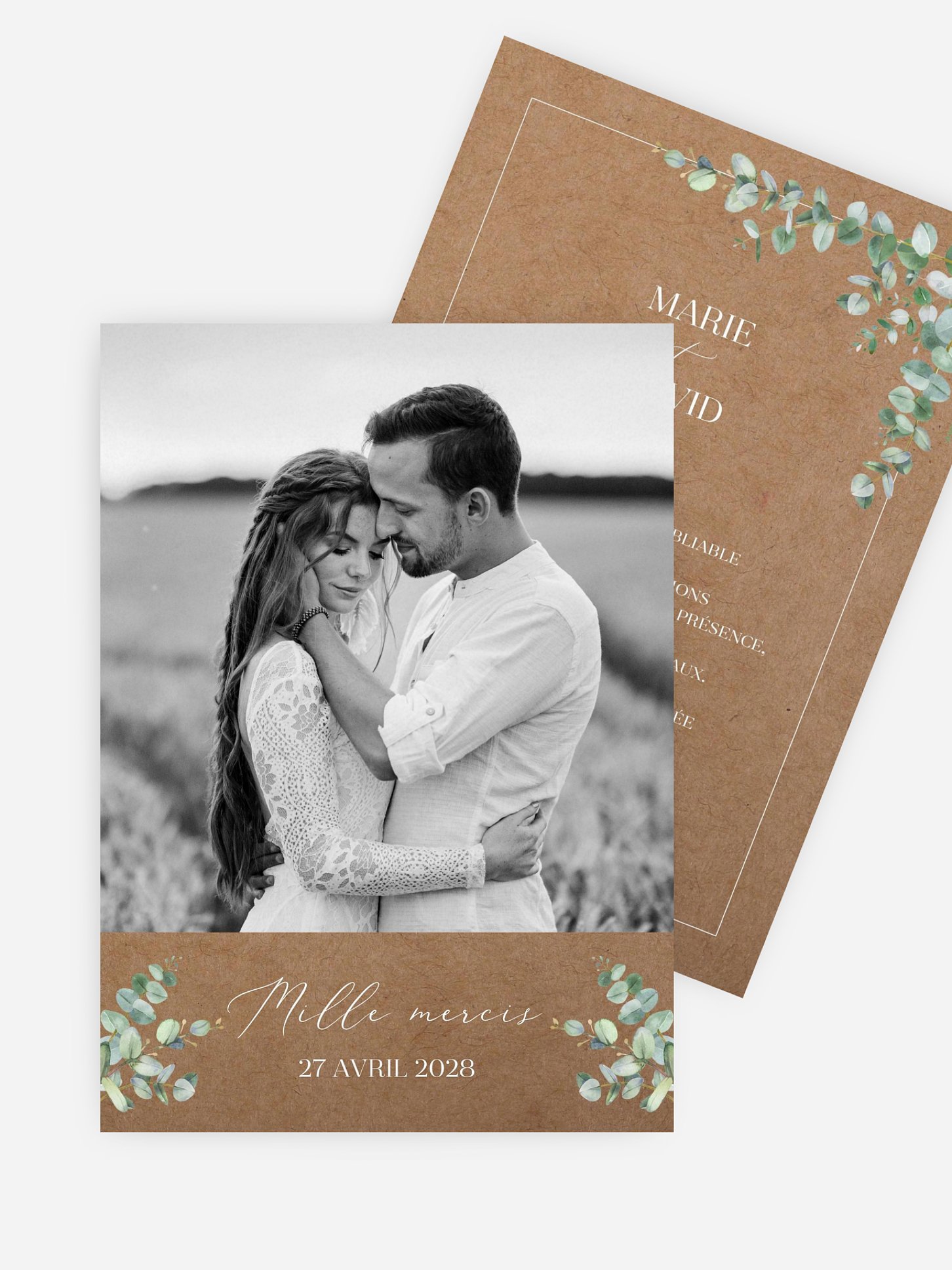 Carte de remerciements Natural greenery effet kraft