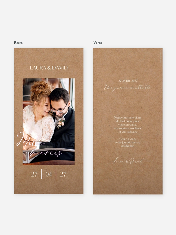 Carte de remerciements Just chic effet kraft