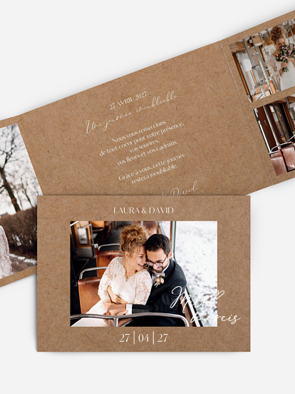 Carte de remerciements Just chic effet kraft