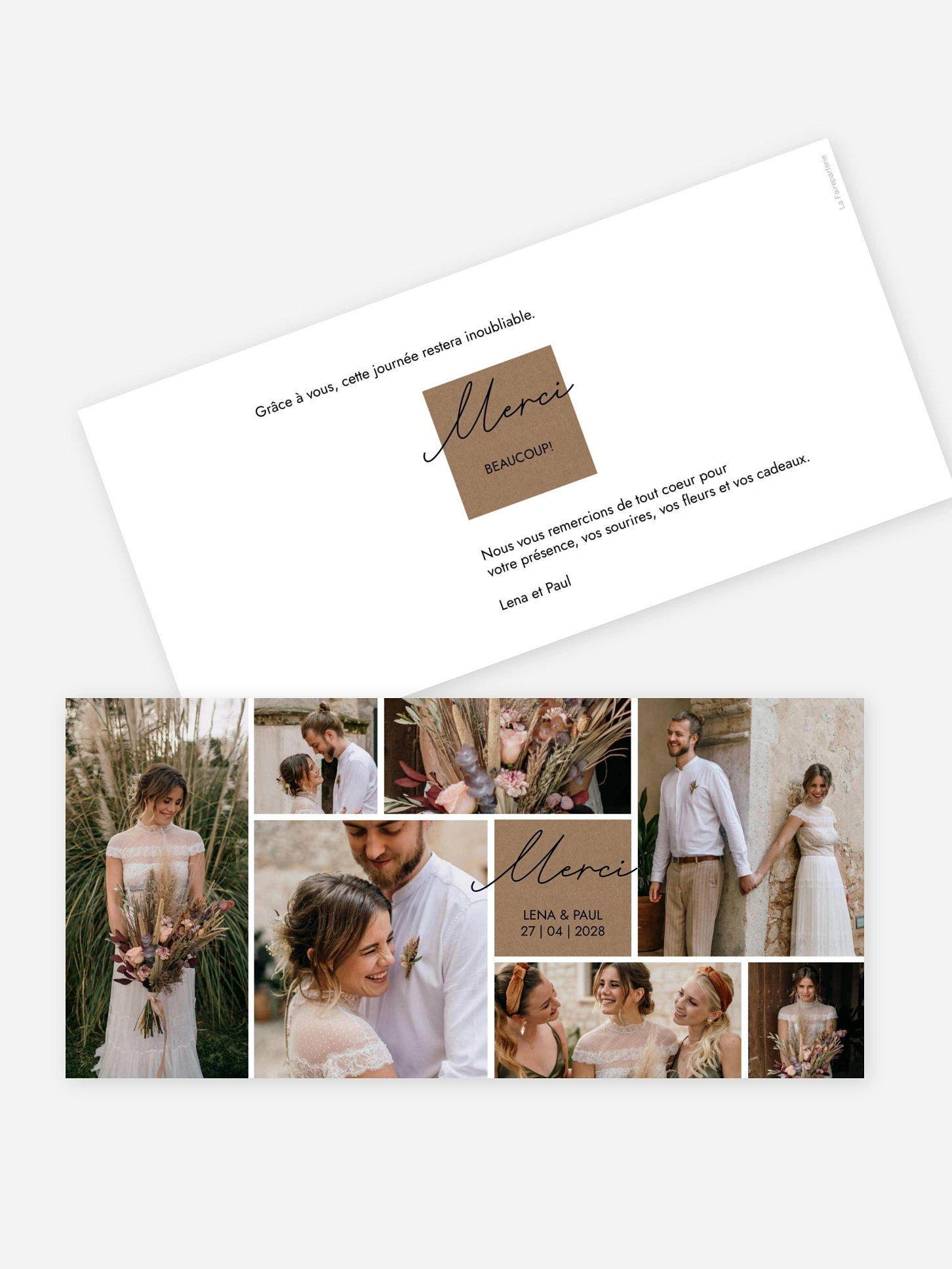 Carte de remerciements Lasting memories effet kraft