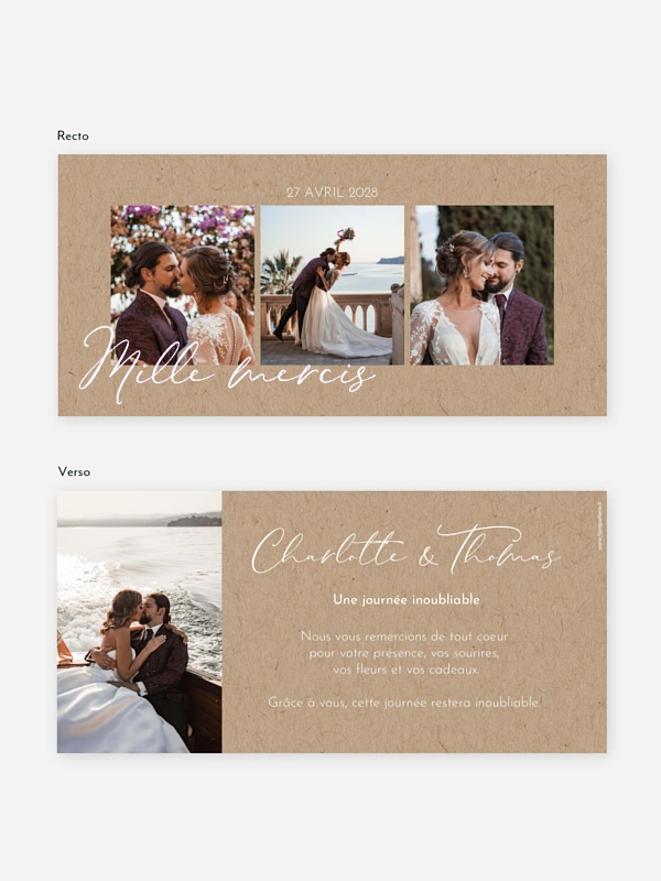Carte de remerciements Grand amour