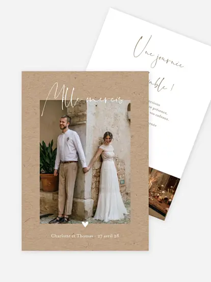 Carte de remerciements Coeur d'amour