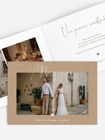 Carte de remerciements Coeur d'amour