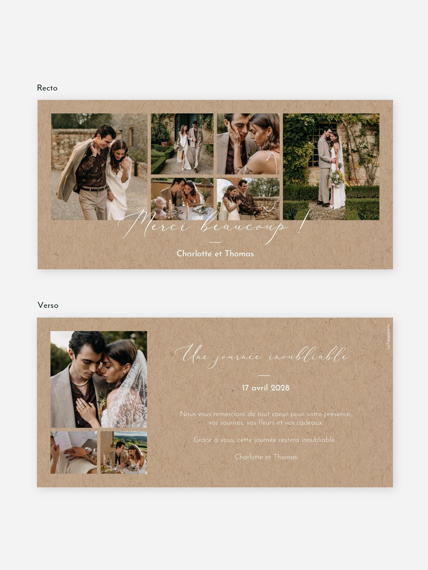 Carte de remerciements Jolie romance