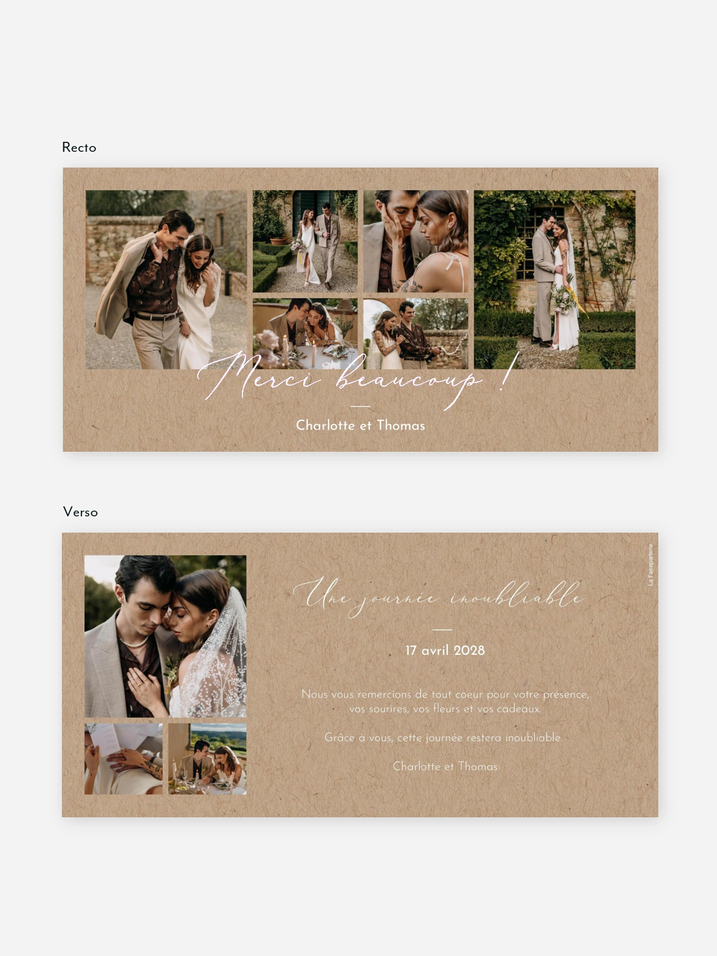Carte de remerciements Jolie romance