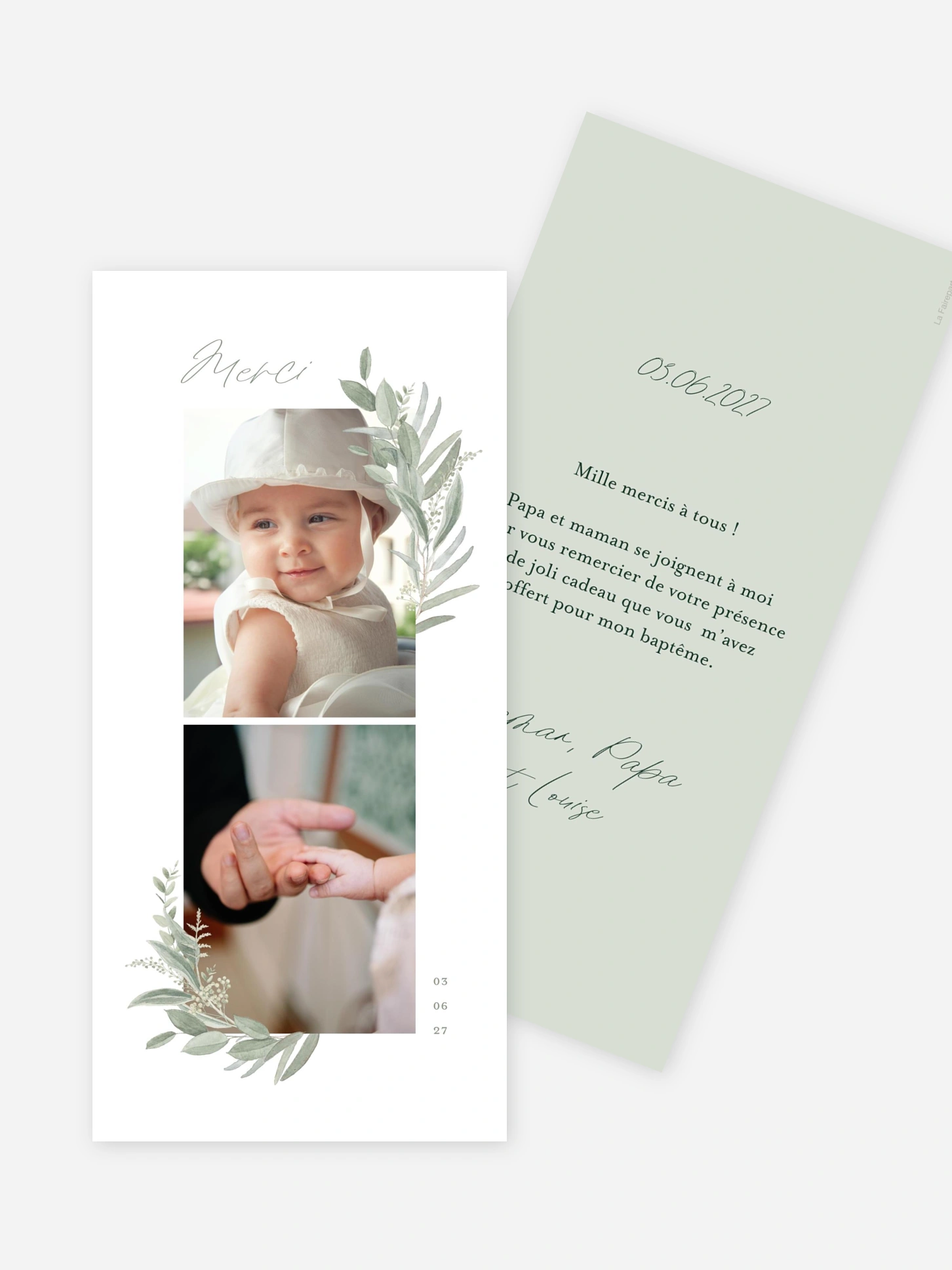 Carte remerciement baptême Promesse champêtre