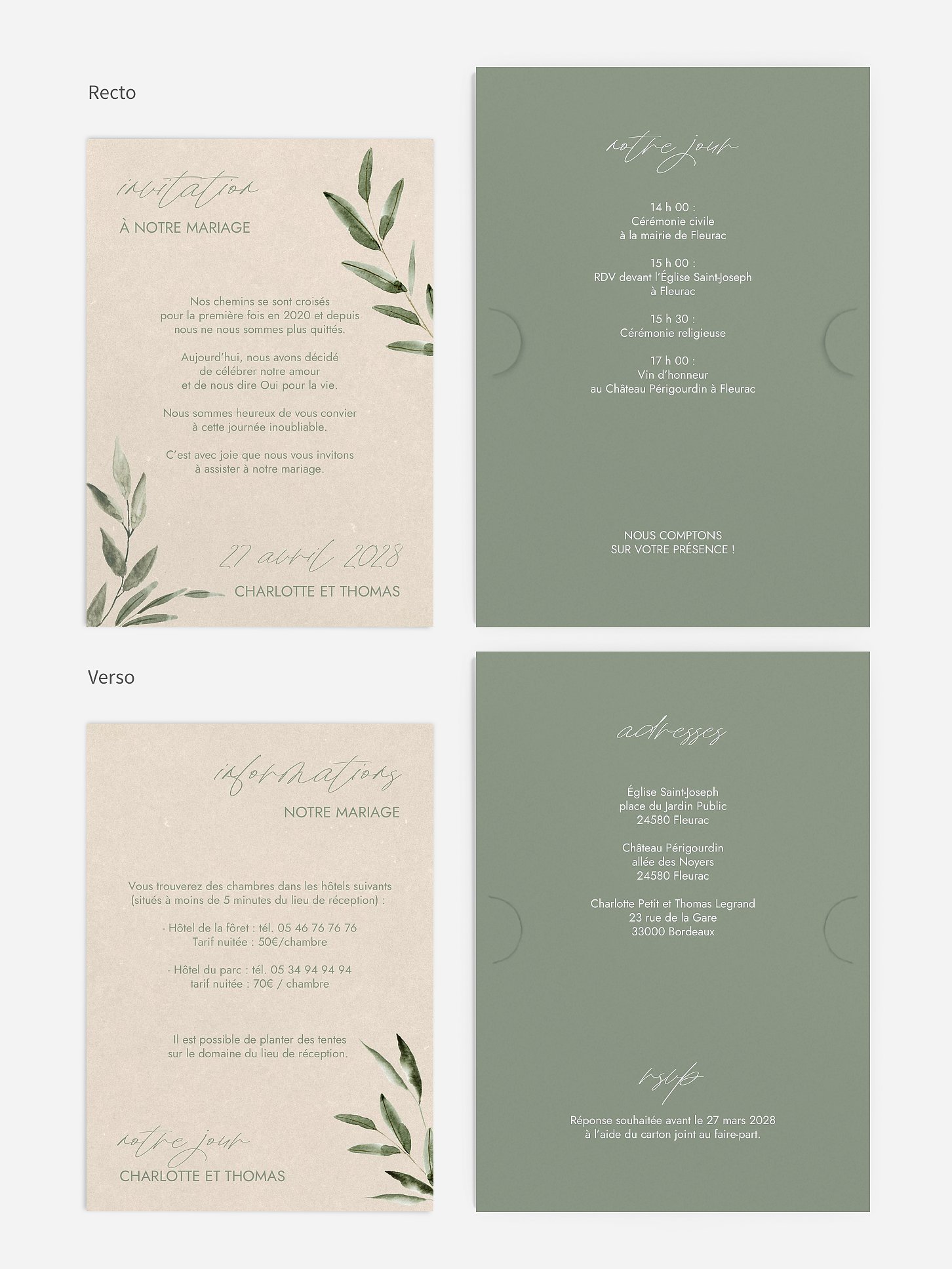 Faire-part de mariage Green Dreams
