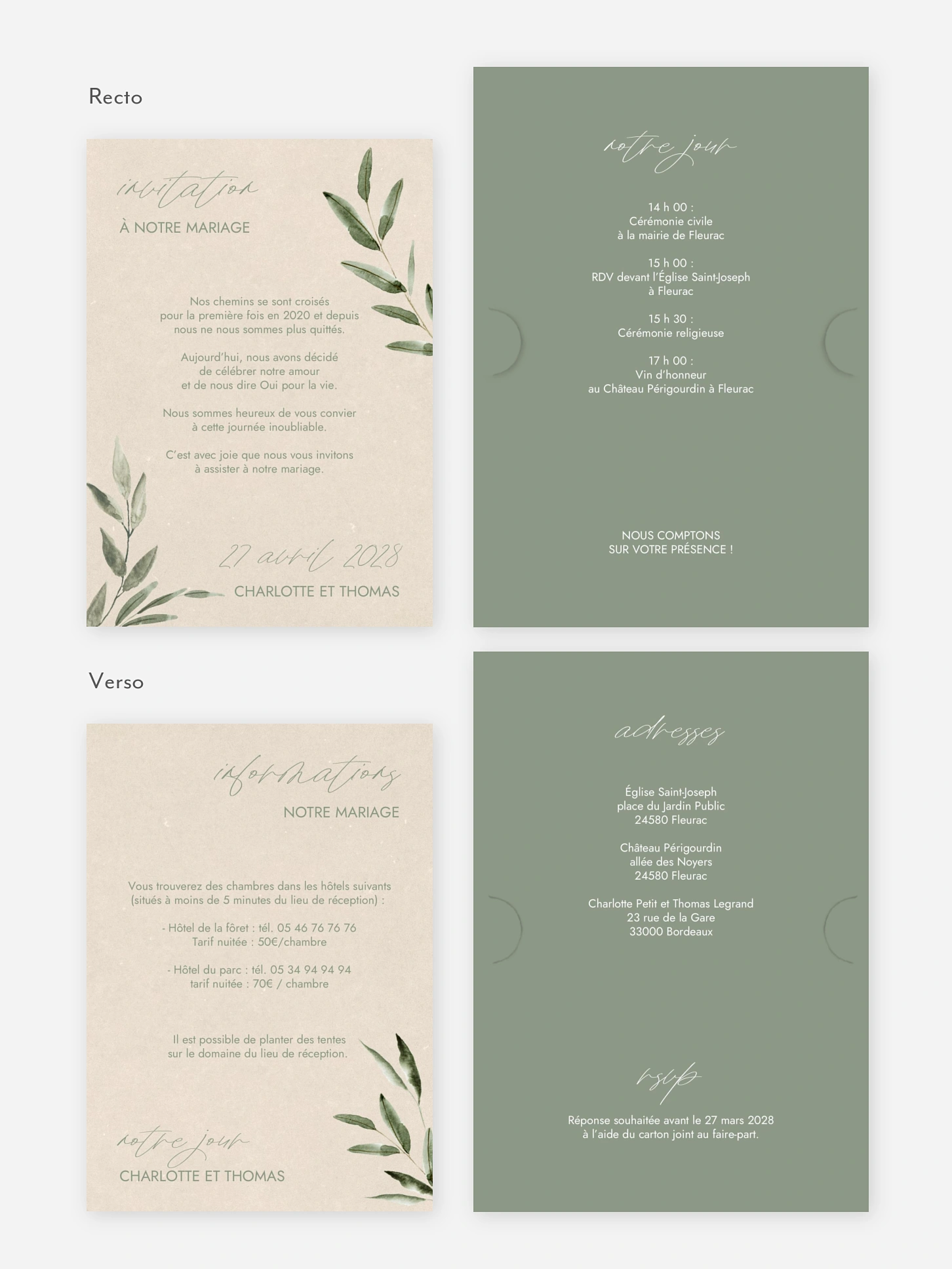 Faire-part de mariage Green Dreams