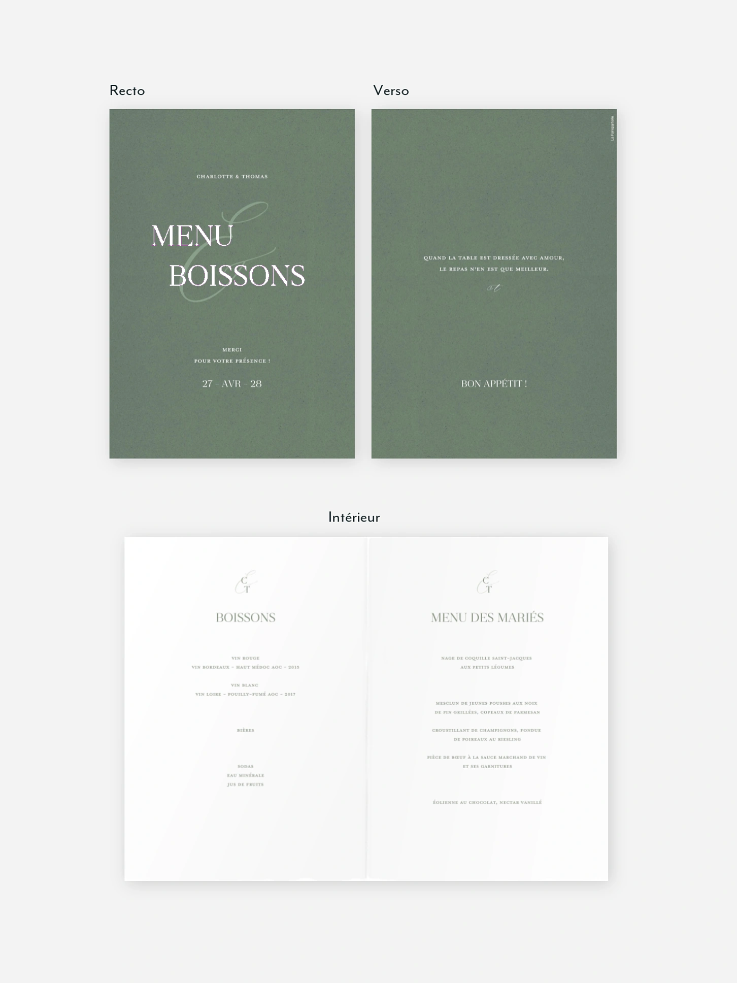 Menu mariage Elegant Love