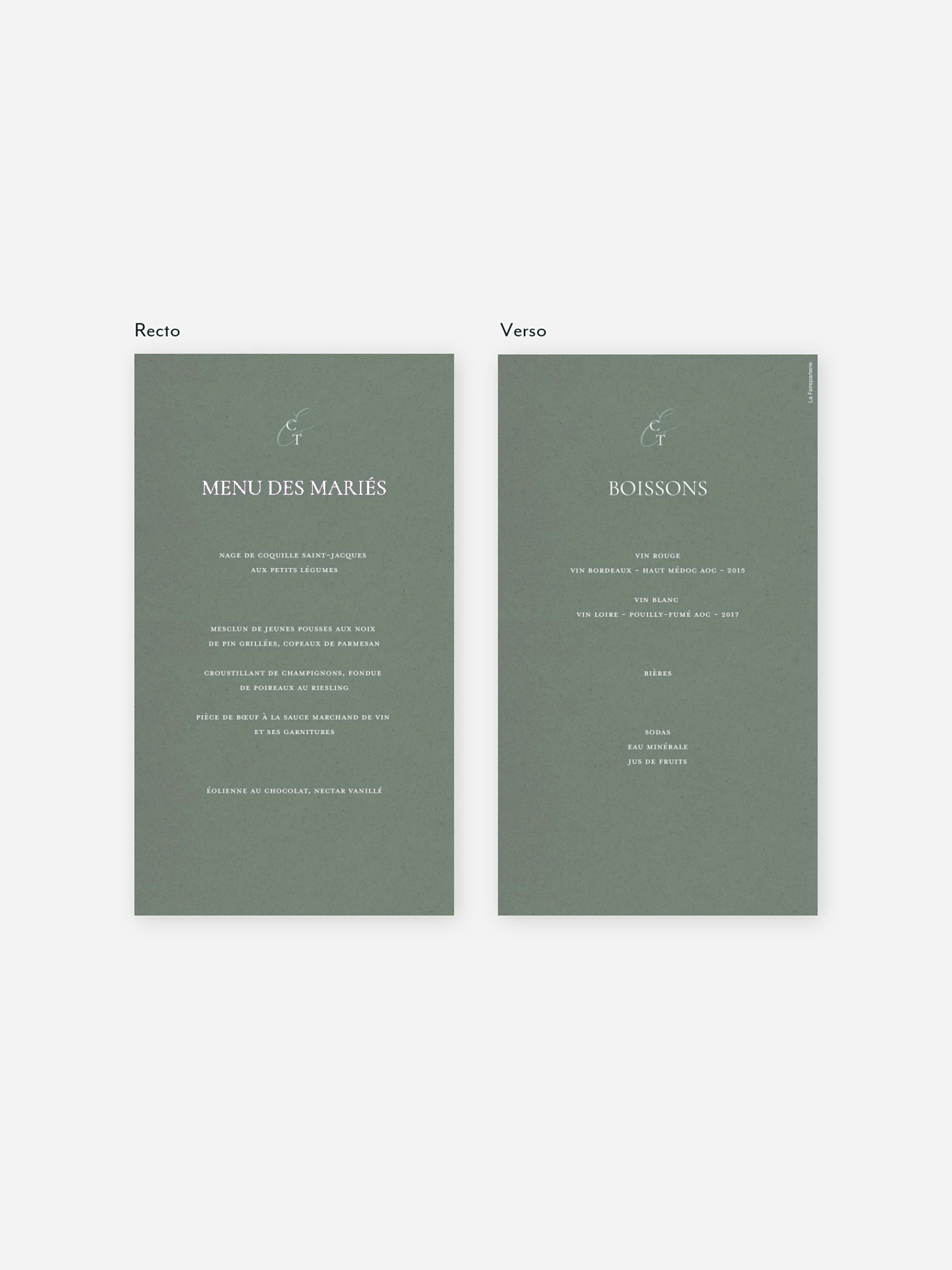 Menu mariage Elegant Love