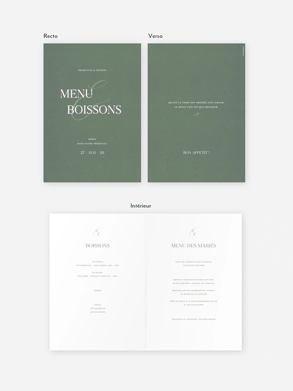 Menu mariage Elegant Love