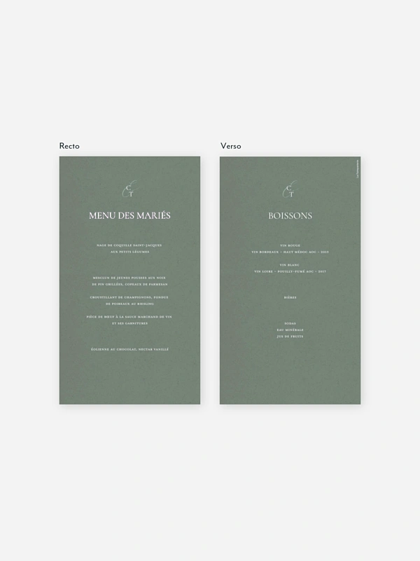 Menu mariage Elegant Love