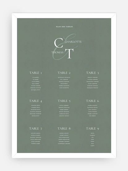Poster plan de table mariage Elegant Love